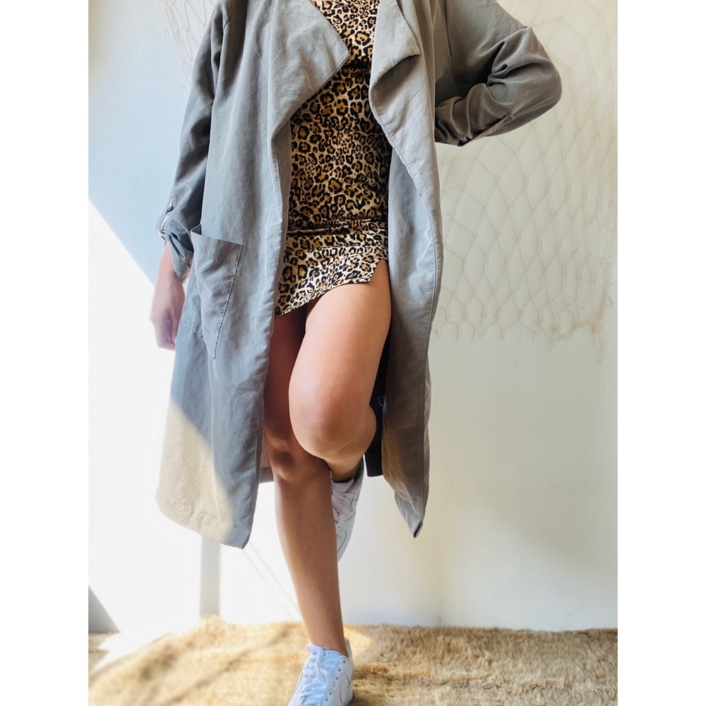 Color Thread Olive Long Lapel Jacket - Picture 8 of 10